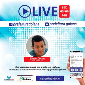 LIVE > Em Goiana, o trabalho da Prefeitura não para! Tire suas dúvidas e fique por dentro de tudo que acontece no município, na Sede e nos Distritos. Sexta-feira (05), 14h.