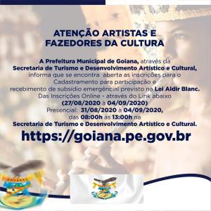 🚨ATENÇÃO ARTISTAS E FAZEDORES DA CULTURA 🚨