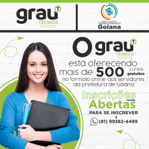 A Prefeitura de Goiana inicia parceria com o Grau Técnico em Goiana, para capacitar os Servidores que estão em casa, ou aqueles que possam estudar em horário alternativo.